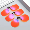 2026 New Arrival Red Lens UV400 Anti Blue Light Comfortable Rimless Flip up Clip on Sunglasses for Unisex MegaBDM