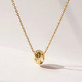 Starry-element Necklace Delicate Round-ring Pendant with Zircon Inlay Clavicle-length Chain Women's Fashionable Necklace
