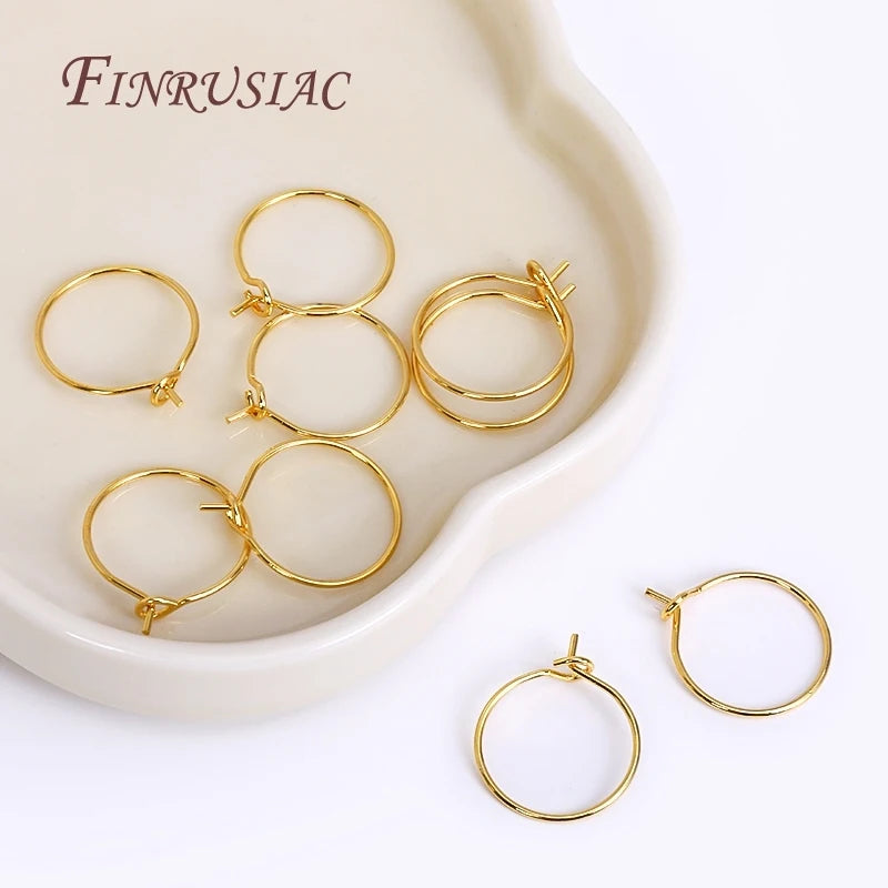 18K Gold Plated Earring Hoops Ear Wire Thin Circle Earrings Blanks for DIY Jewelry Making Supplies
