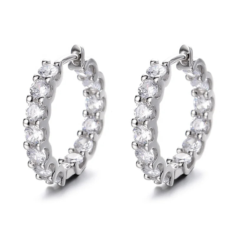 2023 Classic Moissanite Huggie Hoop Earrings 925 Sterling Silver Elegant Chic Sparkling Romantic Fine Jewelry for Women