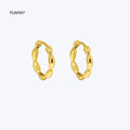 FUAMAY 2025 Korean Style Gold Plated Earrings Olive Shaped Ball Beaded Earrings with Zircon Stones for Party or Gift