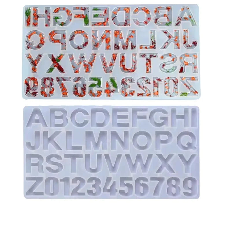DIY Eco-Friendly Handmade Resin Reverse Letters Silicone Mold Backwards Alphabet Numbers for Personalized Keychain Jewelry