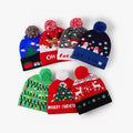 LED Light-Up Christmas Sweater Knitted Hat Santa Beanie for Party Sports Beach Kids and Adults Gift