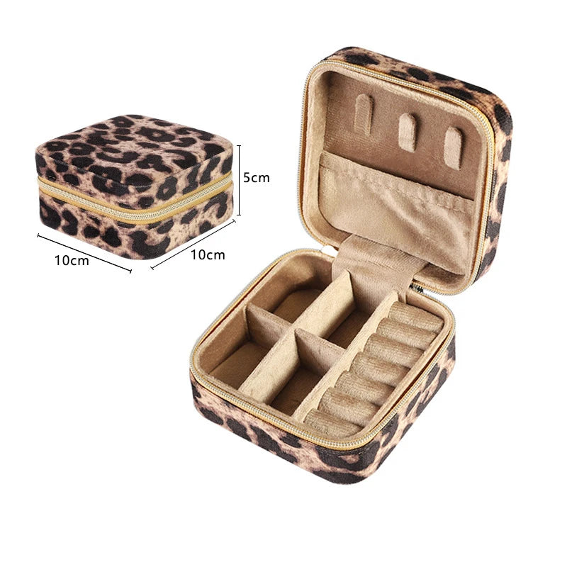 New Arrival Leopard Print Case Small Square PU Leather Jewelry Case for Gift