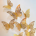 12pcs/set 3D Wall Stickers Gold Hollow Butterfly for Kids Rooms Home Wall Decor Fridge Stickers Decoration Butterfly Stickers