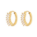 Light Color Plated 14K Gold Stainless Steel Waterproof Jewelry Baguette Diamond Zircon Stone Hoop Huggie Earrings 2023