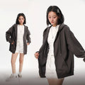 Y2K Outfits 2024 Fall Winter Trendy Solid Casual Windproof Breathable Polyester/Cotton Womens Zip-Up Long Sleeve Hoodie