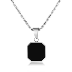 G2584 Wholesale Collier Homme Stainless Steel Black Enamel Acrylic Square Charm Pendant Necklace Fashion Jewelry Necklaces