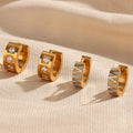 Dainty Gary Triangle & Zircon Design Pvd Gold Plated Earring Stainless Steel Huggie Earrings Women Jewelry