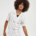 Imperio Shop Empire Waist Men's White Hippie Regular Fit Short Sleeve Button Collar Soft Breathable Summer Casual Hawaiian Shirt