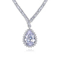 SLBRIDAL Luxury Sparkling Water Drop  Cubic Zircon Bridal Necklace Earrings Set Wedding CZ Jewelry Set Women Party Prom Jewelry