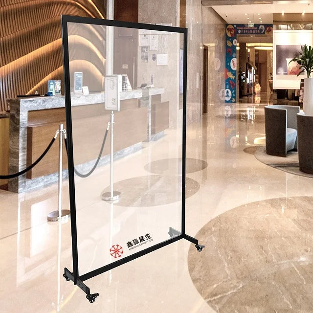 Hot Sell Room Dividers for Office/Restaurant/Gym Portable Social Distance Restaurant Partition Decorative Metal clear Screen