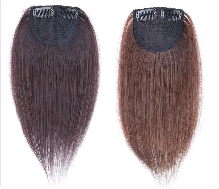 HQ 100% Human Hair Clip Extensions Hand Tied Front Traceless Invisible Inner Fluffy Pad Hair Root Topper