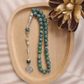 Muslim Rosary Islamic 33beads 10mm Green Glass Flower Beads Single Spike Arabic Daily Bracelet TASBIH Prayer Ornament