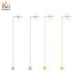Vintage Fashion Stainless Steel Ins Round Beads Stud Earrings Dainty Simple Long Tassel Ear Line Charm Trendy Style