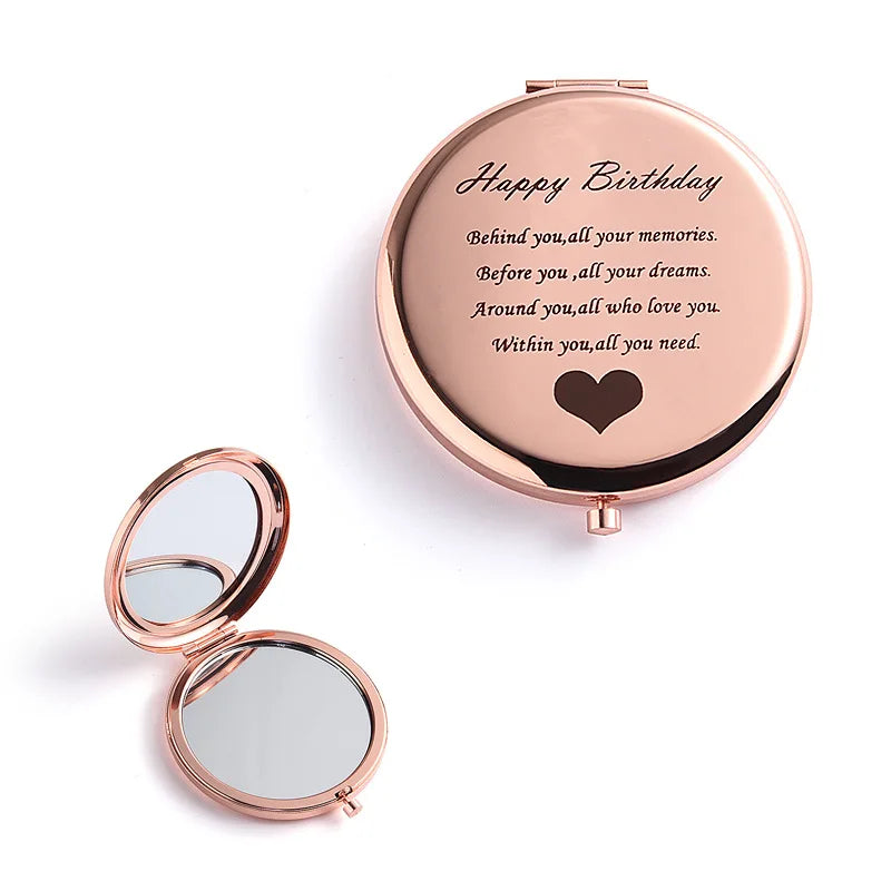 Personalized Travel Pocket Makeup Mirror Gift for Friend Sister Birthday Graduation