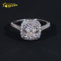 Trendy Halo Design 925 Silver Cushion Cut Moissanite Ring Custom Fine Women Finger Moissanite Eternity Wedding Ring