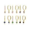FUAMAY Woman Birth Stone Earrings S925 Purple Pink Green Black Stone Drop Ear Rings