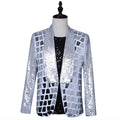 S-6XL Silver Sequin Blazer Brand Shawl Collar Single Button Mens Suit Jacket Shiny Plaid Sequins Party Dance Stage Costume Homme