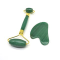 100% Natural Pink Rose Quartz Green Jade Roller Gua Sha Set with Magnetic Box Package