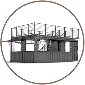 Steel Shipping Container Bar & Restaurant Prefab Modern Expandable Movable Industrial Design