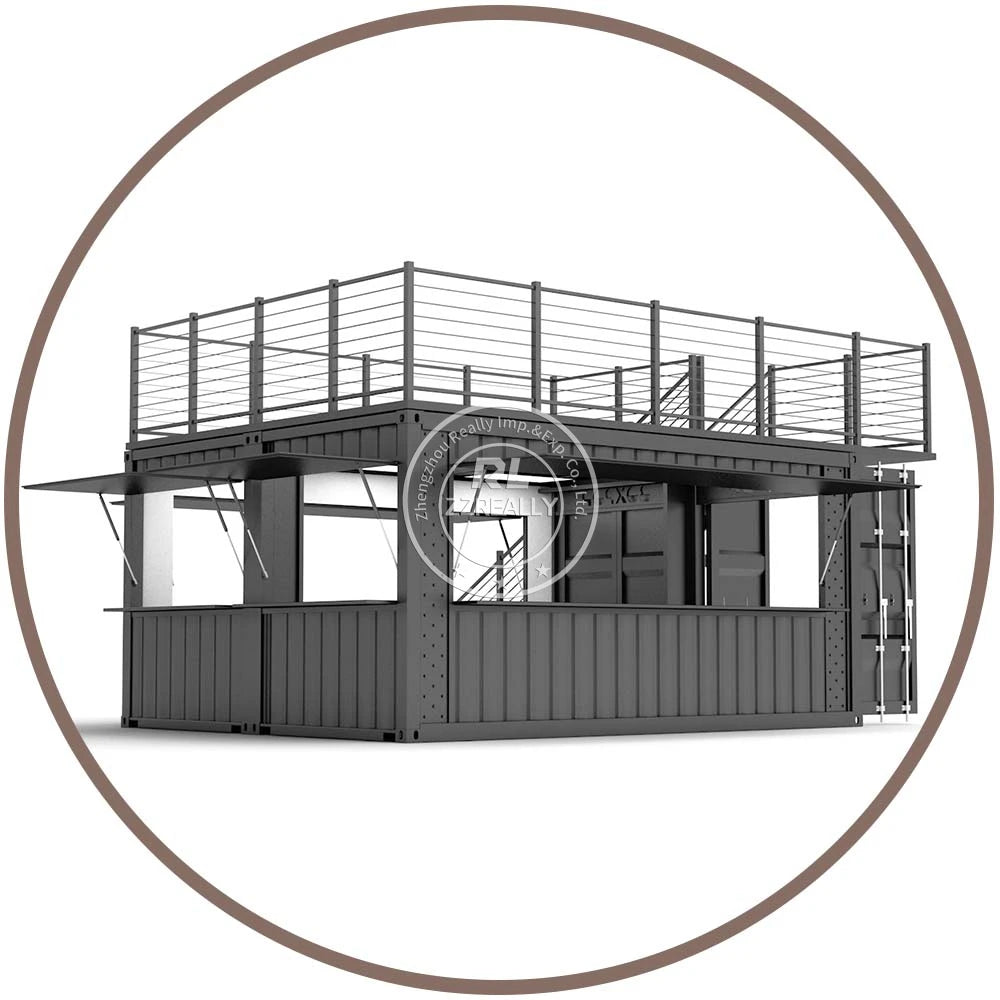 Steel Shipping Container Bar & Restaurant Prefab Modern Expandable Movable Industrial Design