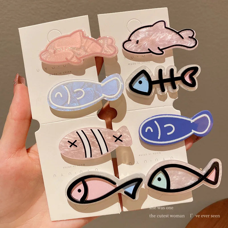 Hot Selling Cute Cartoon Small Fish Hair Clips for Children Factory Direct Low Price Resin Chair Clips Wholesale Acrylic Hair