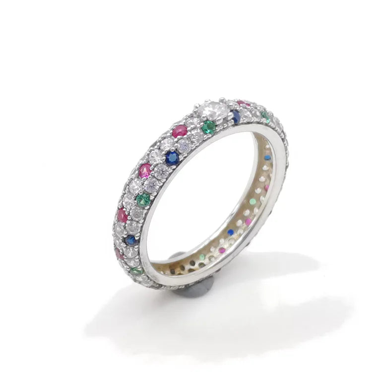 Fashion Custom Logo Acceptable Minimalism Design Women Blue Spinel CZ Cubic Zirconia Sterling Silver Wedding Party Ring 925 Pave