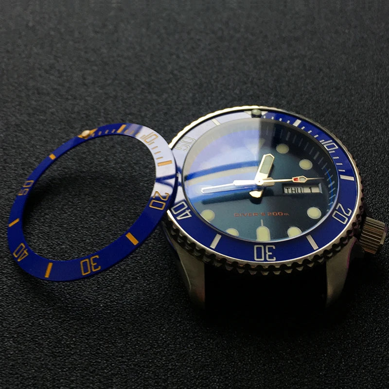 Black Blue Green Sloped Ceramic Bezel Insert 38*30.6mm Luminous Pip at 12 SKX007/009 Wristwatch Tools & Parts