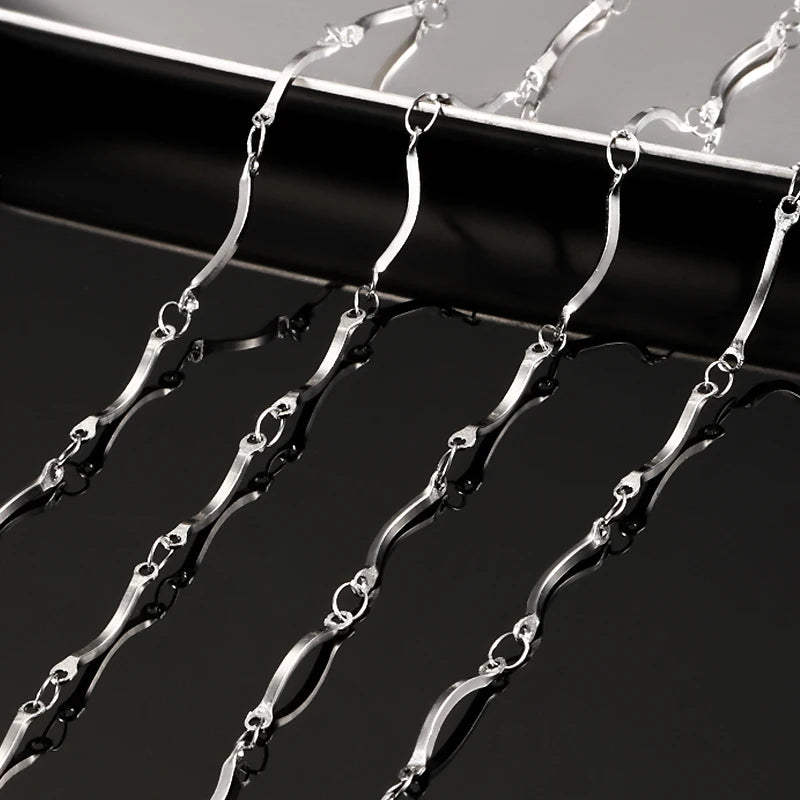 Custom/Stock 304 Stainless Steel Curved Bar Link Twisted Body Chain Permanent Waterproof Jewelry Findings & Components