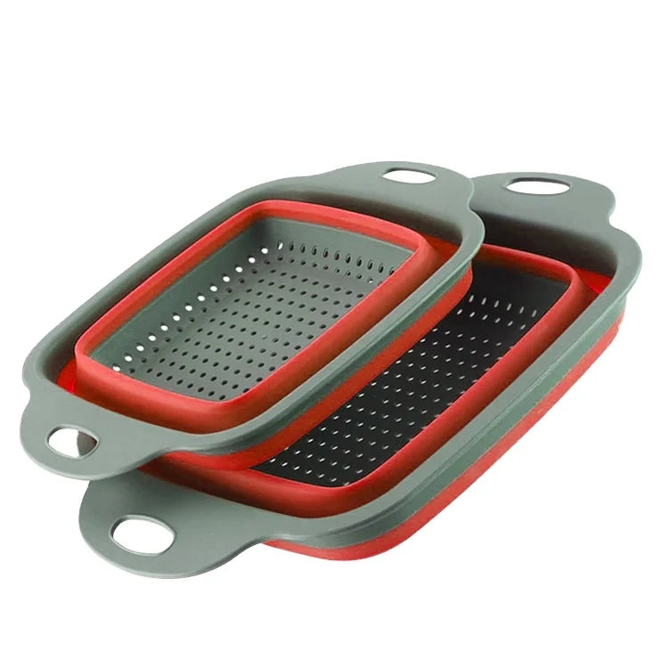 Over the Sink Collapsible Colander Strainers Basket Kitchen Wash Fruit Vegetable Plastic Foldable Silicone Colander with Handles