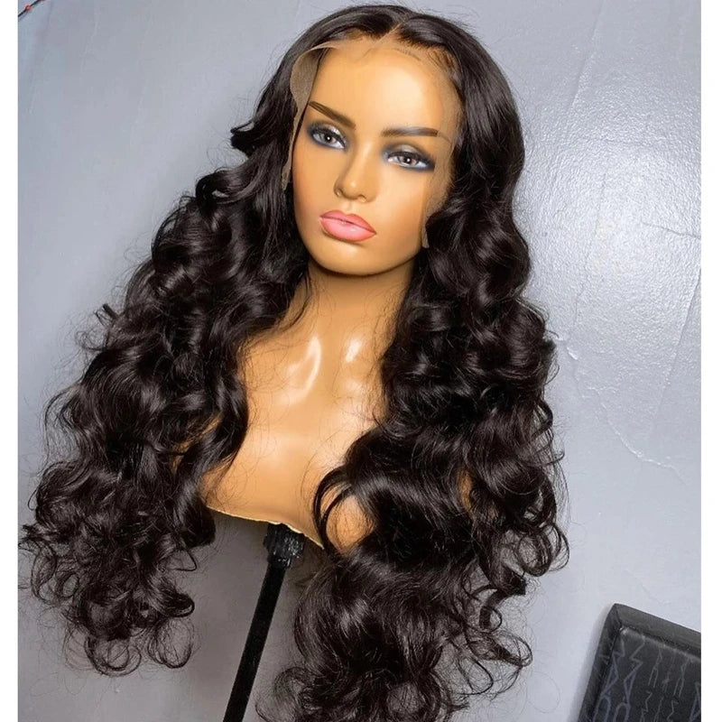 Bouncy Unprocessed Human Hair Loose Weave Cuticle Aligned Hair Lace Front Wigs for Black Women