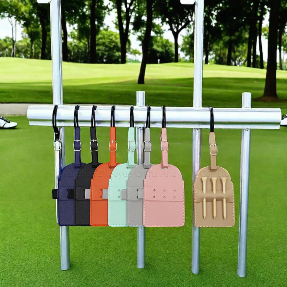 Portable Golf Tees Carrier Bag with Leather Pouch Quick Shipping Tag Belt Clip Gift for Men Golfers