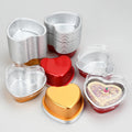 50 Pack Aluminum Foil Mini Disposable Heart Shape Cake Pans 3.4oz/100ml Baking Cake Mold Cupcake Trays with Clear Plastic Lids
