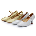 Silver Glitter Salsa Dance Shoes Mary Janes