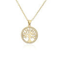 Handmade Antique Brass Pendant Necklace Amethyst Zircon Gold Plated Tree Life Gemstone Wire Wrap Trendy for Weddings Parties