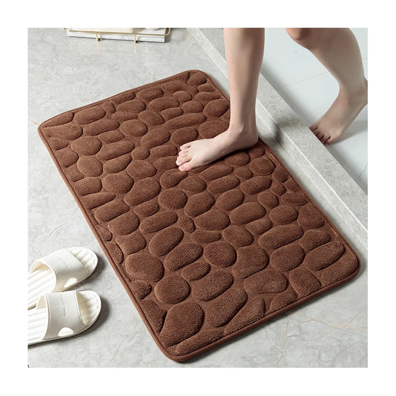 Super Absorbent Cobblestone Bathroom Rugs Comfortable Washable Non-Slip Floor Mats for Bathroom Kitchen