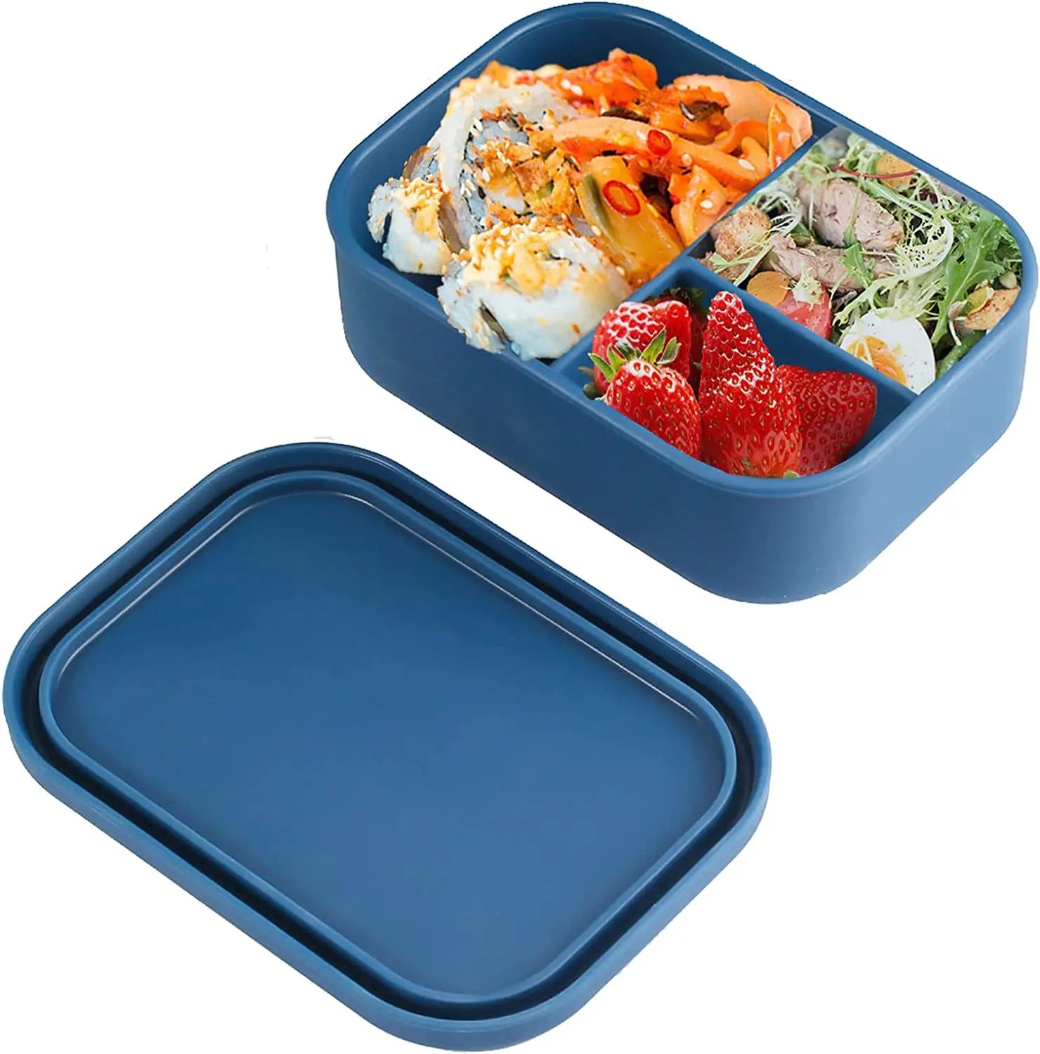Portable High-Capacity Food Grade Container Silicone Bento Lunch Box BPA Free Food Storage Box With Lid