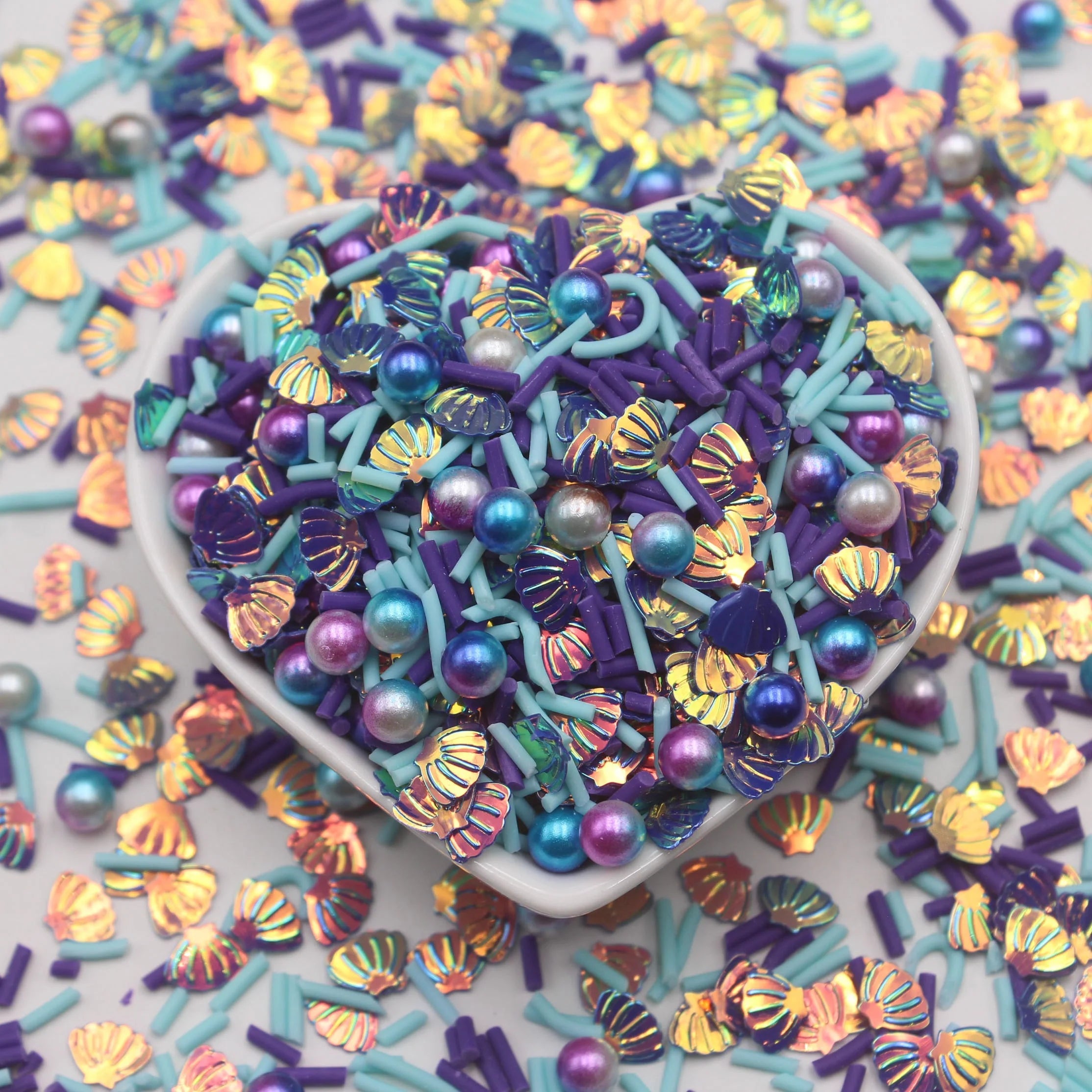 1KG/Bag Mixed Long Candy Clay Slice Sprinkles with Beads Seashell Sequins for Slime Supplies Figurine Pattern Shaker Filling