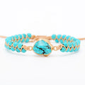 Hot Sale Adjustable Vintage Female Bracelet Turquoise Gemstone Braided Fashion Bangles