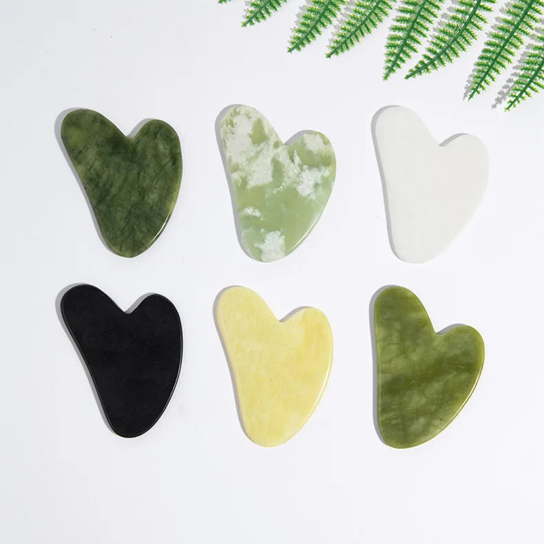 Facial Massager Tool Rollers Set Heart-shaped Pink Crystal Scraping Board Jade Facial Massage Roller Gua Sha