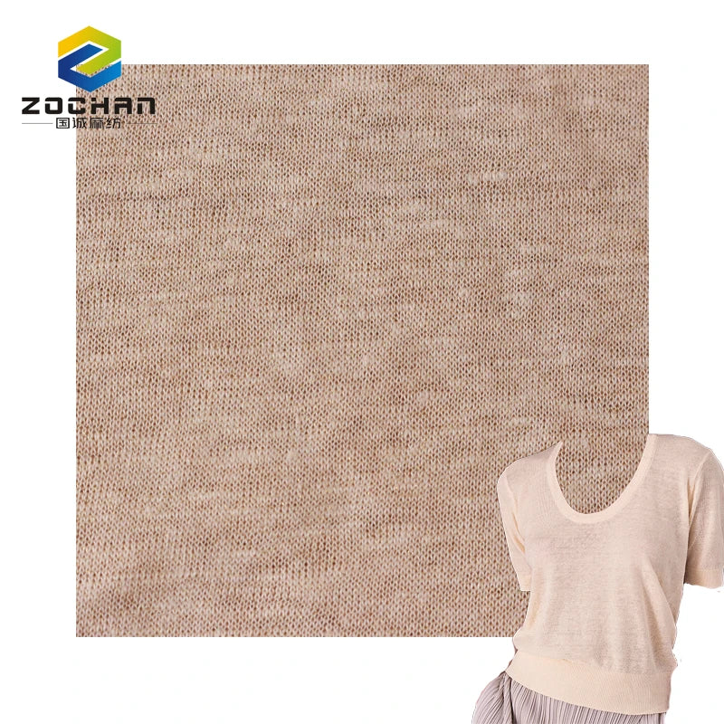 Wholesale 100% Linen Foil Printed Jersey Breathable pink Fabric for Summer Women Clothing Dress