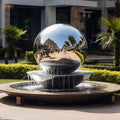 Custom Modern Large Stainless Steel Base with Spillway Bowl Stainless Steel Polishing Sphere Water Fountain for Garden Decor