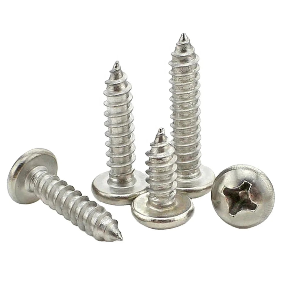 China Stainless Steel Bolts Manufacturer Din7981 ISO 7049 Pointed Tail Philip Cross Point Round Pan Head Self Tapping Screw