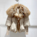 Jancoco Fashion Big Real Fur Collar Women Bubble Down Puffer Coat