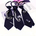 New Custom Women's Uniform Bow Tie Decoration with Bow Pearl Flower Zipper Striped Light Luxury