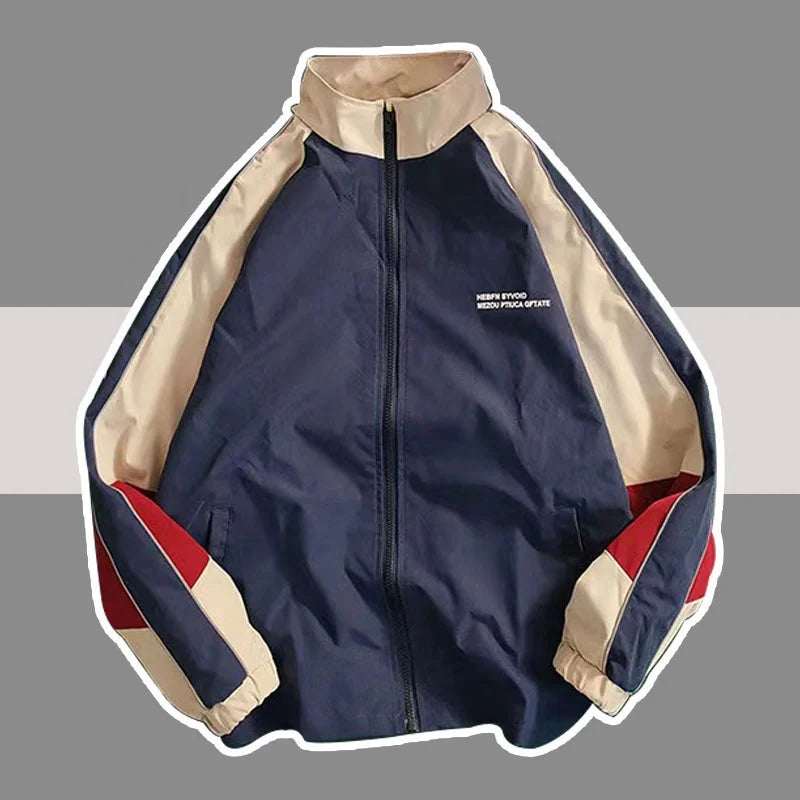 Hip Hop Jacket Men Women Spring Autumn Patchwork Color Block Windbreaker Coats Mens Fashion Loose Thin College Jackets