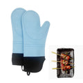 Hot Sale 14.7\" Long Cotton Silicone Oven Mitts Kitchen Cooking Heat Resistant Double Grill BBQ Mitts