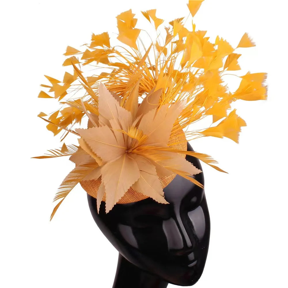 Hot Selling Elegant Bride Hat High Quality Sinamay Handmade Lady Church Hats Net Church Hats Fascinator for Women