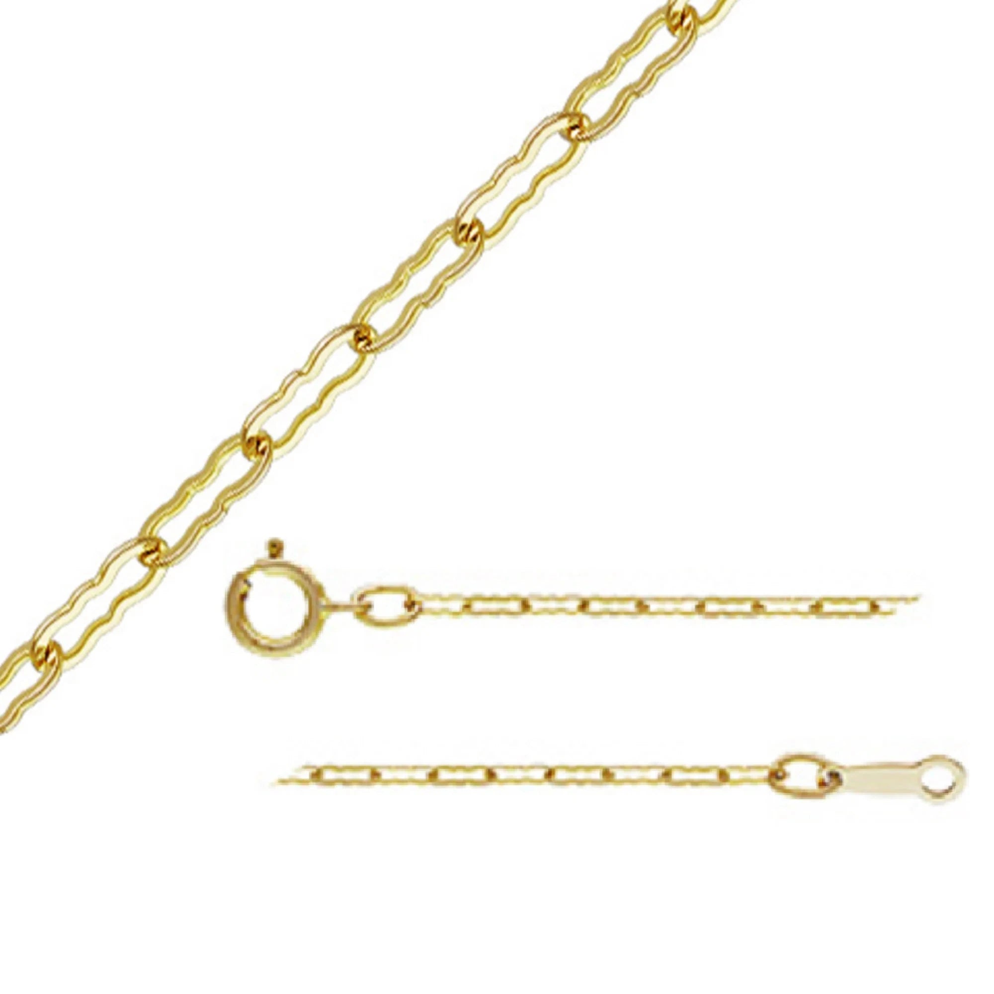 GP 1.4mm Real 14k Gold Filled Krinkle Necklace Chains W/spring Ring Clasp Paperclip Permanent Jewelry Link Chain Wholesale